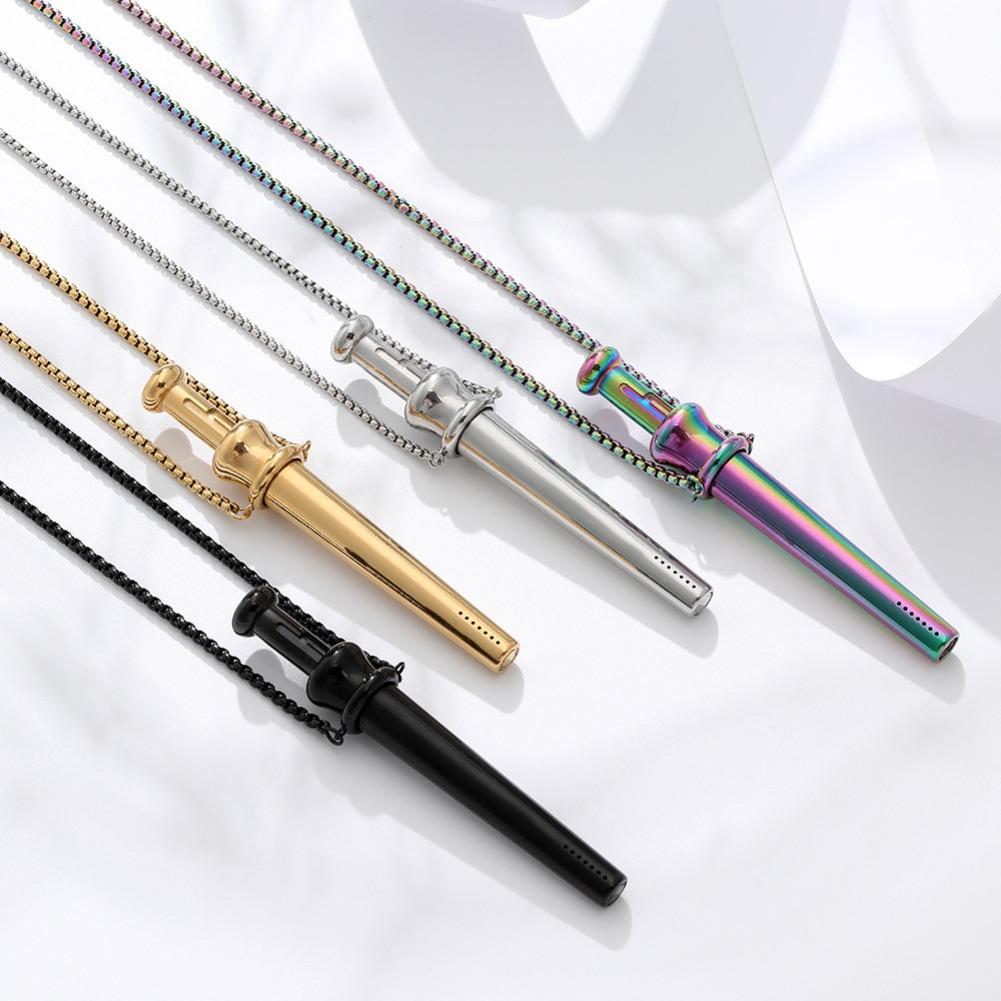 Vaping Goods - 大型不安解消呼吸ネックレス ステンレス鋼製瞑想ペンダント ストレス軽減 自然な鎮静効果 禁煙 マインドフルネスツール