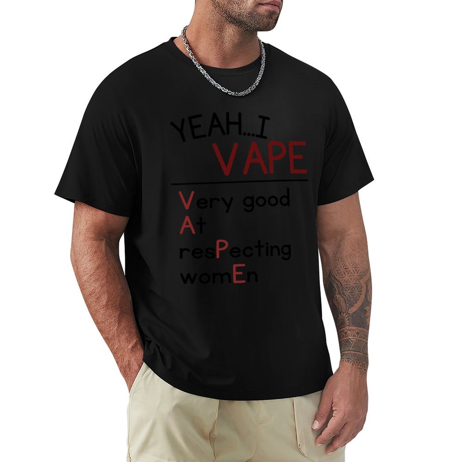 Vaping Goods - そう、私は女性を尊重するのが得意です Tシャツ 通気性のあるスポーツウェア メンズTシャツ