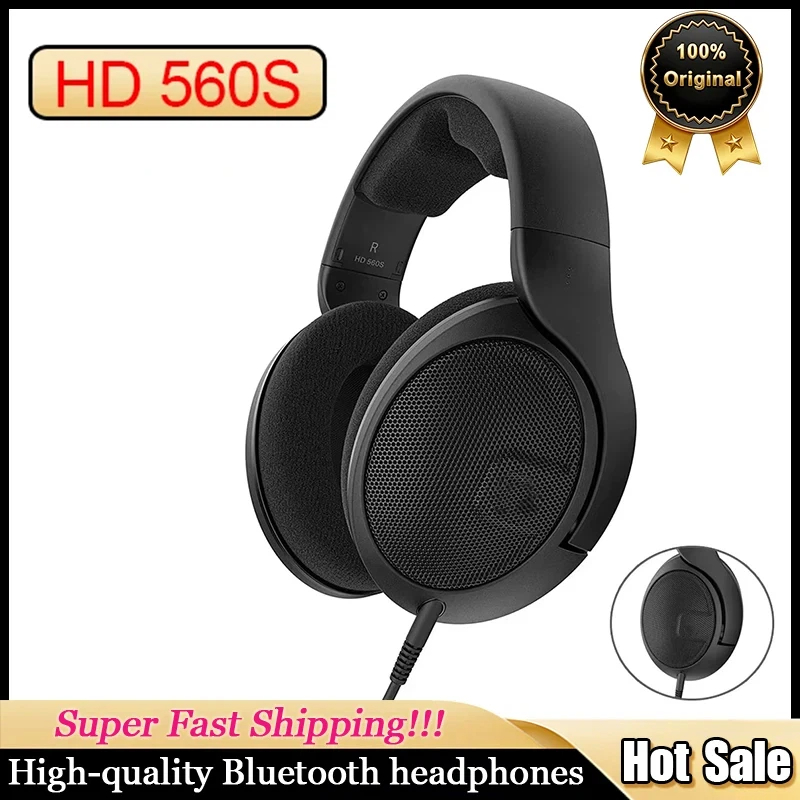 Sennheiser Headphone Hd 560S - ゼンハイザーHD560s オーバー・ザ・イヤー型オリジナルヘッドホン、ニュートラルな周波数特性、広いサウンドフィールド、オープンバックイヤーカップ、着脱可能なケーブル