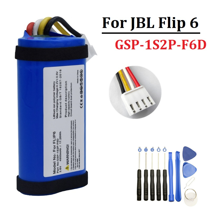 Jbl Speaker Flip 6 - 4800mAhバッテリー,ワイヤレス,Bluetooth,Jblフリップ6用,交換用バッテリーGSP-1S2P-F6D
